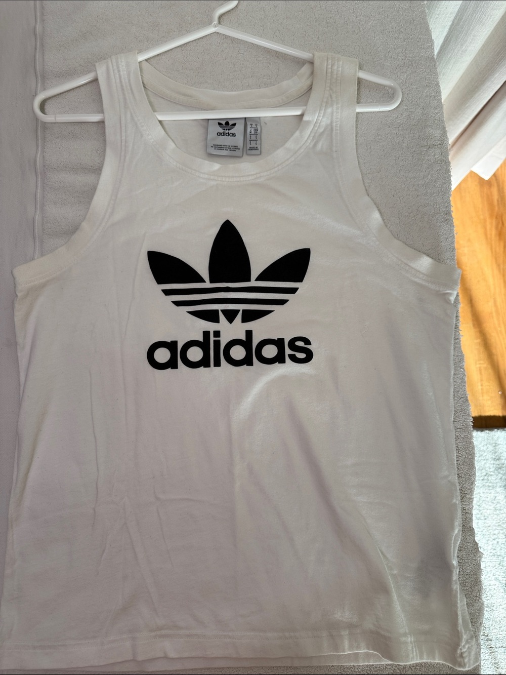 adidas White Tank Top with Black Trefoil Logo